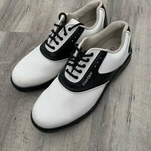 FootJoy GreenJoys Golf Shoes Womens Size 10M Soft Spike White Black 48419 Saddle